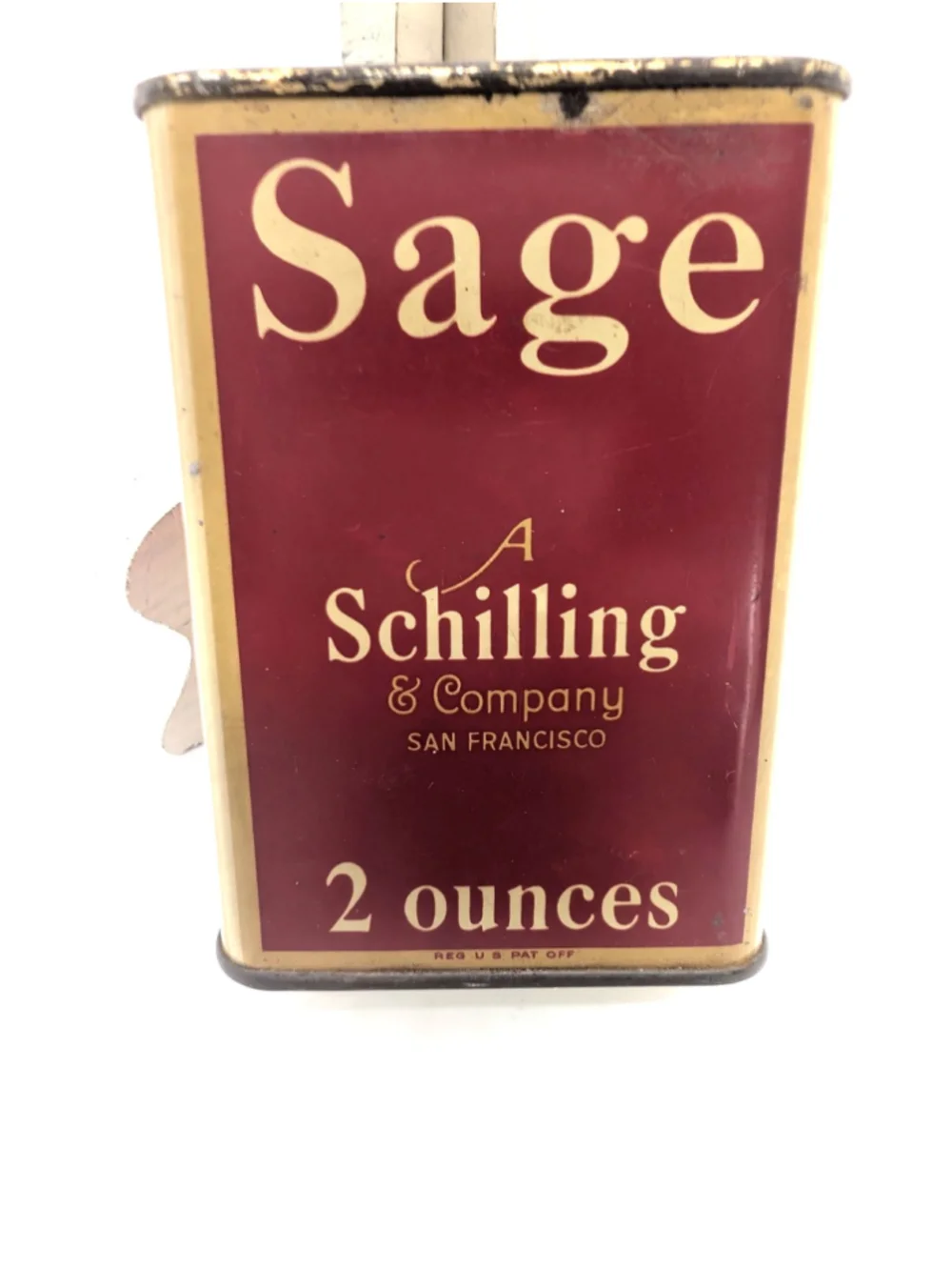 Vintage A. Schilling & Co Sage Spice Tin - Gold Top - 2 oz
